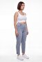 Women's Navy Blue Summer High-Waisted Trousers with Embroidered Cuffs and Pockets 42-48 - 2