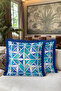Geometric Ocean Fringe Pillowcase - Ethnic Bohemian Turquoise Blue Navy Blue Tassel Throw Pillow Cover - 2