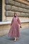 Women's Half Buttoned Mixed Pattern Spacious Dress Cherry Rotten - 4