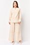 Jeans Women 2 Pieces Embroidered Blouse With Pants Coord Set, Beige