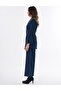Pens Detailed Cotton Linen Tunic Dark Navy Blue - 4