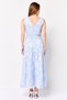 Jeans Co Women Embroidered Tie Belted Midi Dress, Light Blue - 3