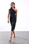 Black One-Shoulder Draped Dress 12325 - 4