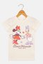 Kids Girl Crew Neck Short Sleeve Mivkey Minnie Print T-Shirt, Cream - 2