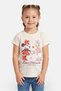 Kids Girl Crew Neck Short Sleeve Mivkey Minnie Print T-Shirt, Cream