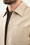 Straight Slim Fit Shirt Collar Zippered Punto Stitched Men's Coat Beige - 39659.26Y - 2