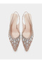 Gold Rhinestone Pointed Toe Slingback Pumps - 5