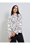 White Printed Ruffled Neck Blouse - 3