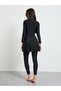 Black Contrast Tie Knot Detail Tunic And Leggings Burkini Set - 5