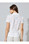 White Eyelet Short Sleeve Casual Shirt - 5