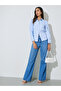 Blue Grid Puff Sleeve Buttoned Shirt - 2