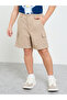 Beige Cotton Regular Fit Cargo Shorts