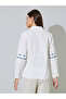 White Embroidery Detail Regular Fit Shirt - 5