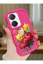 Vivo Y27 Compatible Case Camera Protector Red Silicone Couple Phone Case Flower Pattern