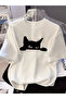 Printed Oversize Crew Neck T-Shirt - White