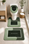 Non-Slip Based Washable 3-Piece Toilet Set Green Bath Mat – Modern Bathroom Rug
