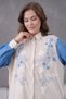 Women's Embroidered Linen Shirt Top and Bottom Set - 5