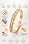 Aurelia Gold Bangle – Double Row Stone Detailed Gold Cuff Women's Bracelet - 2