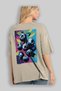 Blueberry Oversize Back Printed Beige T-Shirt Unisex 100% Cotton Premium Design Streetwear - 3