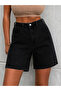 Women's Black High-Waisted Denim Bermuda Shorts – Comfortable Fit Jean Shorts - 3
