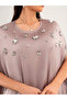 Women'S Embellished Round Neck Batwing Sleeve Maxi Dress - 2