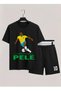 Pele Printed 100% Cotton Crewneck Children's T-Shirt-Shorts Two-Piece Set