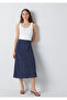 Polka Dot Navy Blue Midi Skirt 1310583-91623 - 2
