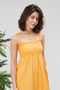 Yellow Cotton Long Summer Dress with Straps, Shoulder Tie, Gathered and Ruffled, for Women - 2