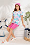 42507-26 Girls' Short Sleeve Sea Set Including a Cap, Digital Patterned Quick Drying Flexible Swimsuit Set - 6