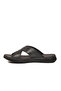 Black Genuine Leather Men's Flat Slippers - 2