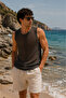 Sifu Men's Summer Mesh Knitwear Undershirt Thin Knit Crew Neck Comfortable Fit Black Beach and Daily Use - 2