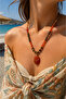 Natural Stone Agate and Hematite Stone Red Nature Breeze Bohemian Women's Necklace - 3