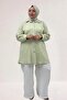 68061 Large Size Muslin Shirt with Pockets and Cuffs - Water Green
