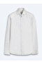 Gray Plain Slim Fit Long Woven Classic 100% Cotton Shirt - 6