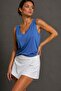 Women's Light Blue Front and Back V-Neck Basic Viscose Blouse - 4