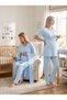 New Season Blue Double-Breasted Collar Design with Breastfeeding Feature Short Sleeve 100% Cotton Long Robe Pajama Set 3-Piece Set - 7