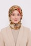 Patterned Cotton Silk Scarf Ls2203 08-Cream-Coral-Green - 2