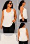 Women's Plus Size Casual Blouse - Square Neck Ribbed Tank Top - 2