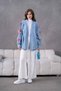 Women's Tulle Floral Embroidered Denim Kimono Jacket - 2