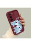 Realme C75 Compatible Case Camera Protector Burgundy Silicone Couple Phone Case Floral Pattern - 3