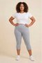 Women's 3-Piece Gray Plus Size Cotton Lycra Below Knee Capri Leggings |   High Waist No-Show Flexible Daily Leggings - 2