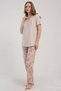 Women's Half Buttoned Short Sleeve Ecru Pajama Set C6T4N2215 - 3