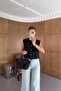 Linen Blend Buttoned Black Vest - 2