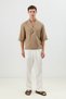 Mink Linen Blend Relax Fit Symmetrical Men's Shirt - 2