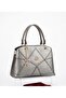 Mother Women's Geometric Embroidered Hand and Shoulder Bag with 2 Compartments, Removable Long Strap and Back Pocket - 6