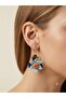 Handmade Glass Flower Hoop Steel Earrings - 2