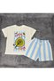 Girls' and Boys' Pasta Patterned Cotton Summer T-Shirt Shorts Set 2-8 Years - 6