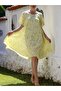 Pool Necklace Collar, Short Sleeve Flowery Oversize Woven Dress - 4