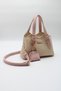 Women's Cream Powder Crossbody Hand and Shoulder Bag with Front Accessory Detail and Charm Accessory - 5