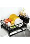 Compact Kitchen Counter Dish Drying Rack Black Rust Resistant Dish Drainer With Utensil Holder Space Efficient Small Dish Drying Rack - 2